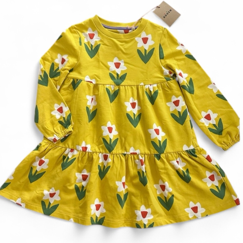 *New* MINI BODEN DAFFODIL LONG SLEEVE SWEATSHIRT DRESS GIRLS 5-6